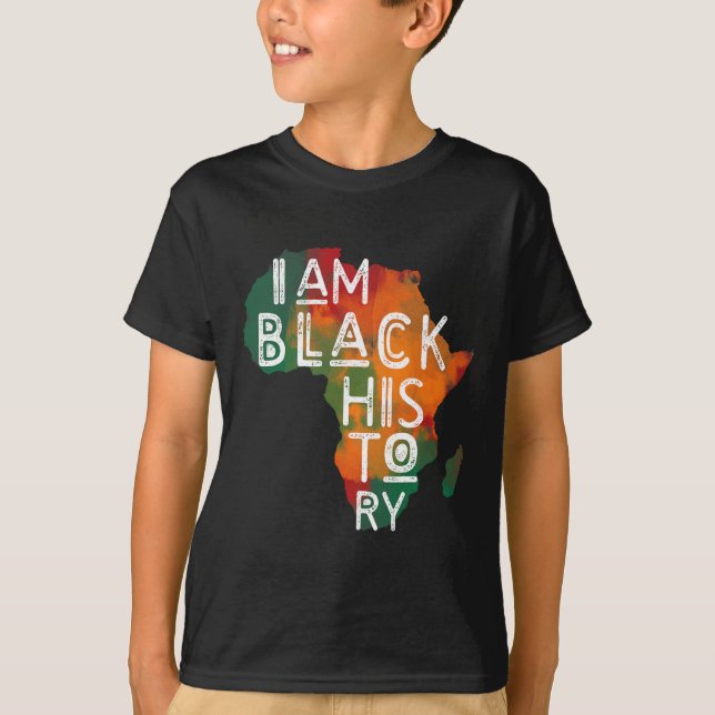 Camiseta Presentes Orgulho Negro Eu Sou História Negra Mês  (Frente)