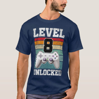 Camiseta Presentes para 8 anos Jogos Nível 8 Desbloqueado J