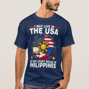 Camiseta Presentes Raízes Filipinas Americanas Eu Amo P