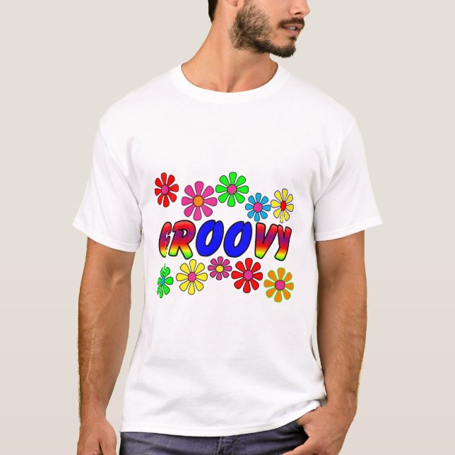 Camiseta Presentes retros de flower power dos anos 70 (Frente)