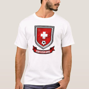 Camiseta Presentes suíços da crista do protetor do futebo