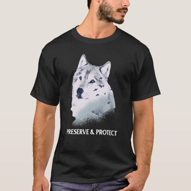 Camiseta Preservação e proteção dos lobos e do pólvora (Frente)