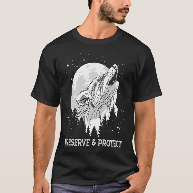 Camiseta Preservação e proteção dos lobos e do pólvora (Frente)