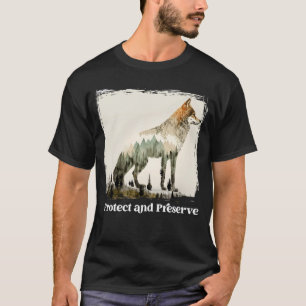 Camiseta Preservar e proteger o lobo retr do Parque Naciona