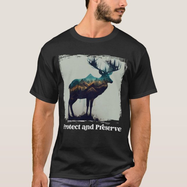 Camiseta Preservar e proteger o veado do Parque Nacional Vi (Frente)