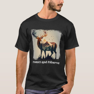 Camiseta Preservar e proteger veados legal do Parque Nacion