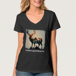 Camiseta Preservar e proteger veados legal do Parque Nacion