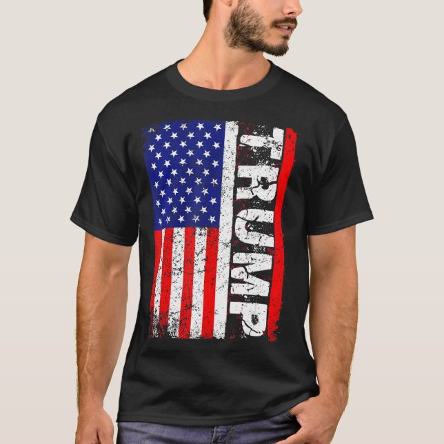 Camiseta PRESIDENT Donald Trump  Vintage USA Flag (Frente)