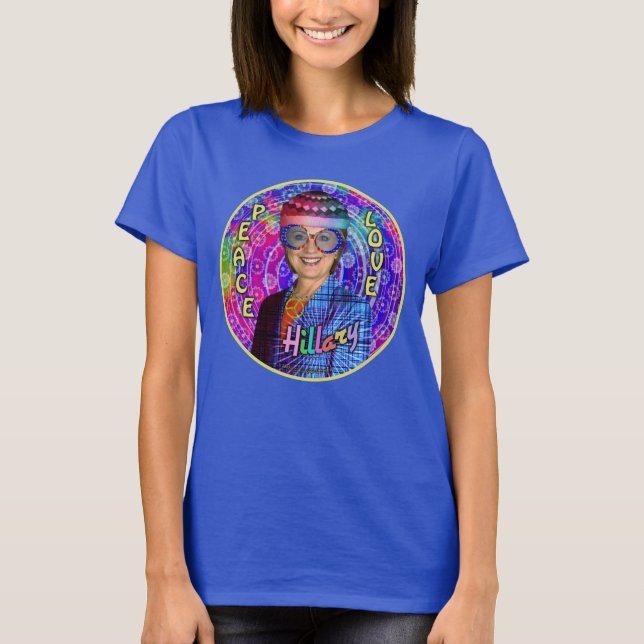 Camiseta Presidente 2016 de Hillary Clinton Hippie Político (Frente)