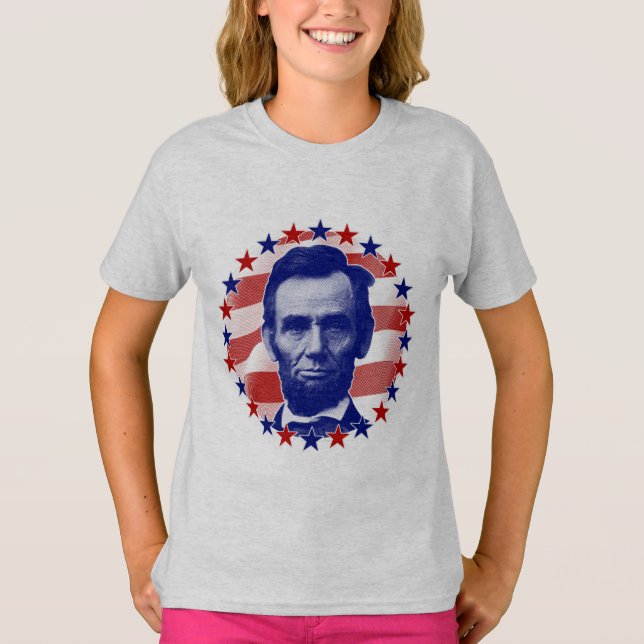 Camiseta Presidente Abraham Lincoln Estrelas e Listras (Frente)