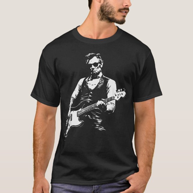 Camiseta Presidente Abraham Lincoln Tocando Baixo Abe (Frente)
