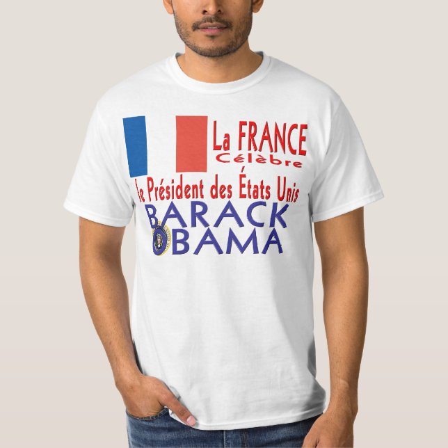 Camiseta Presidente CELEBRE Obama Inauguração de France do (Frente)
