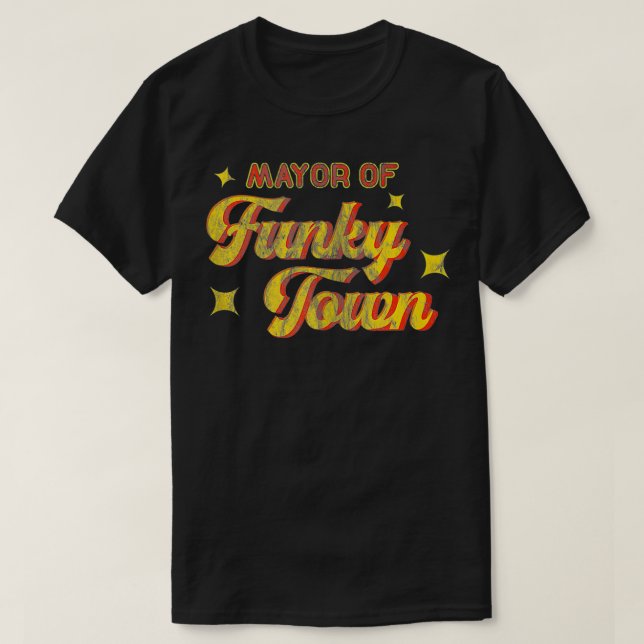 Camiseta Presidente da Câmara de Funky Town dos anos 70 Dis (Frente do Design)