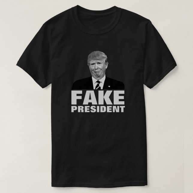 Camiseta PRESIDENTE FALSIFICADO de Donald Trump para cores (Frente do Design)