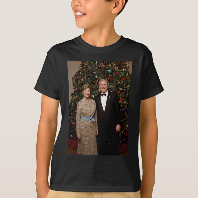 Camiseta Presidente George Bush, Laura Casa Branca de Natal (Frente)