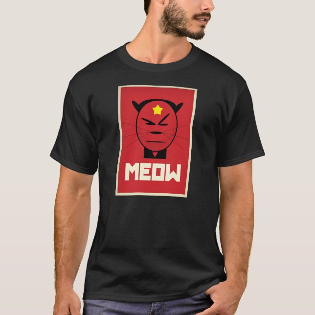 Camiseta Presidente Mao de China como o gato comunista (Frente)