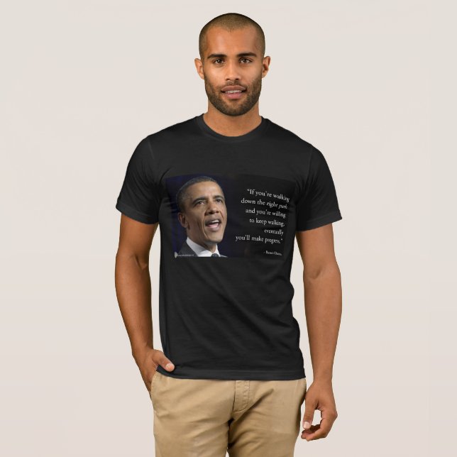 Camiseta Presidente Obama E Citação "Faça Progresso" (Frente Completa)