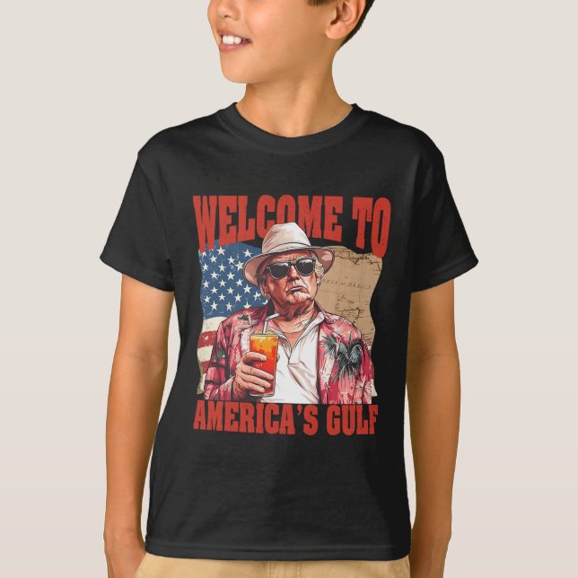 Camiseta Presidente Trump Bem-vindo ao Golfo da América, Mé (Frente)