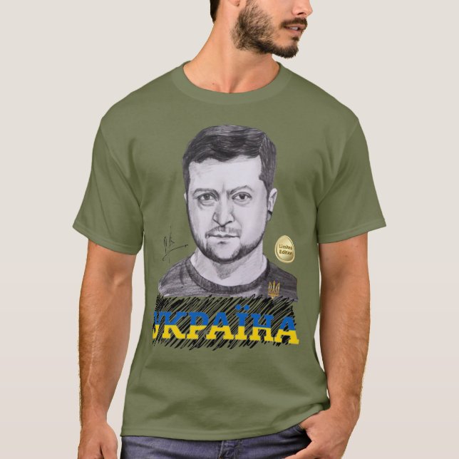 Camiseta Presidente ucraniano Zelenskyy Autografe T-Shirt (Frente)