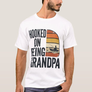 Camiseta Preso Em Ser Avô Pesca Desenho Vetorial Retro
