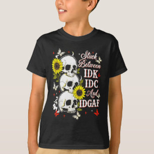Camiseta Preso Entre Idk, Eu E Idgaf Crânio de Girassol Sar