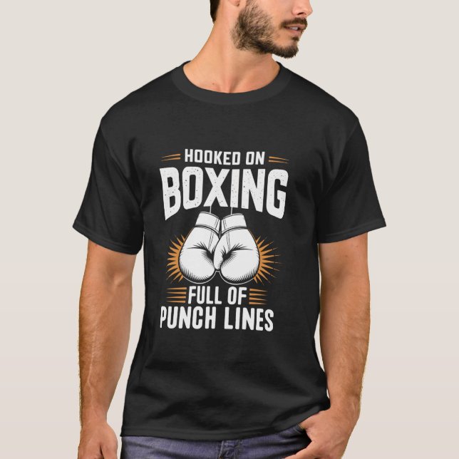Camiseta Preso no Boxe Cheio de Linhas de Golpe Boxeador Es (Frente)