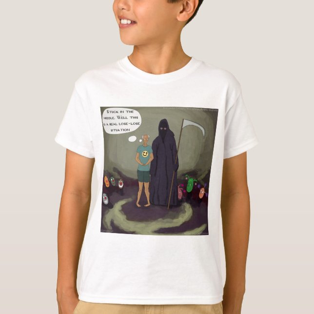 Camiseta Preso no Meio Com a Morte Engraçada (Frente)