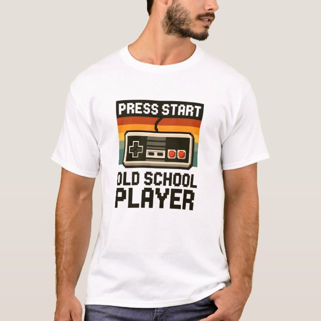 Camiseta Press Start Old School Player (Frente)