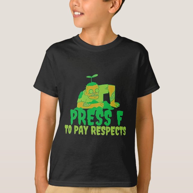 Camiseta Pressione F Para Render Respeito Zumbi Gamer Meme  (Frente)