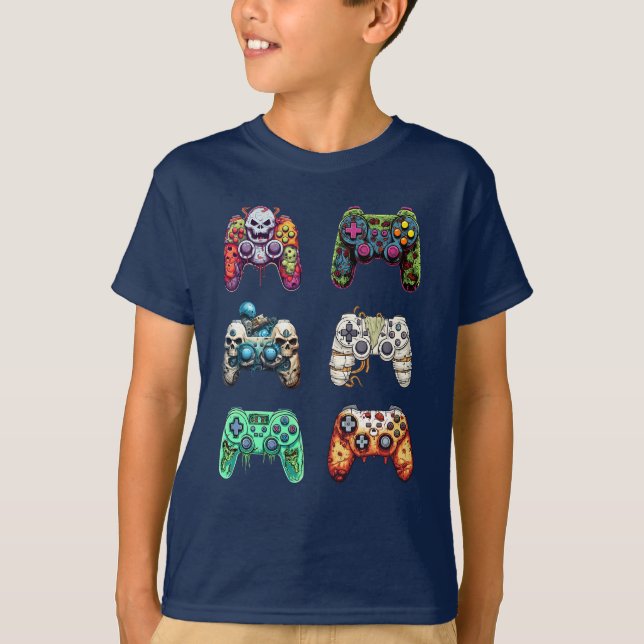 Camiseta Pressione Start to Spook Gaming Controllers Hallow (Frente)