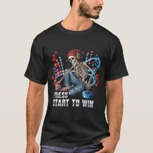 Camiseta Pressione Start To Win Skeleton Gamer T-Shirt   En