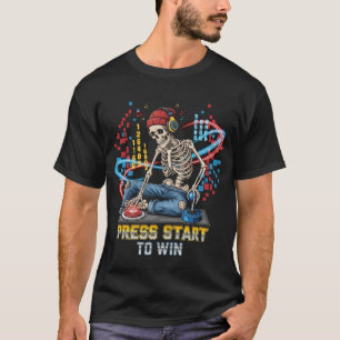 Camiseta Pressione Start To Win Skeleton Gamer T-Shirt   En