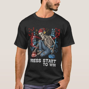 Camiseta Pressione Start To Win Skeleton Gamer T-Shirt   En