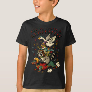 Camiseta Prestes a causar um tumulto sapo guaxinim ganso mo