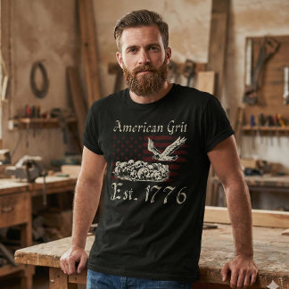 Camiseta Preta Águia American Grit Est 1776