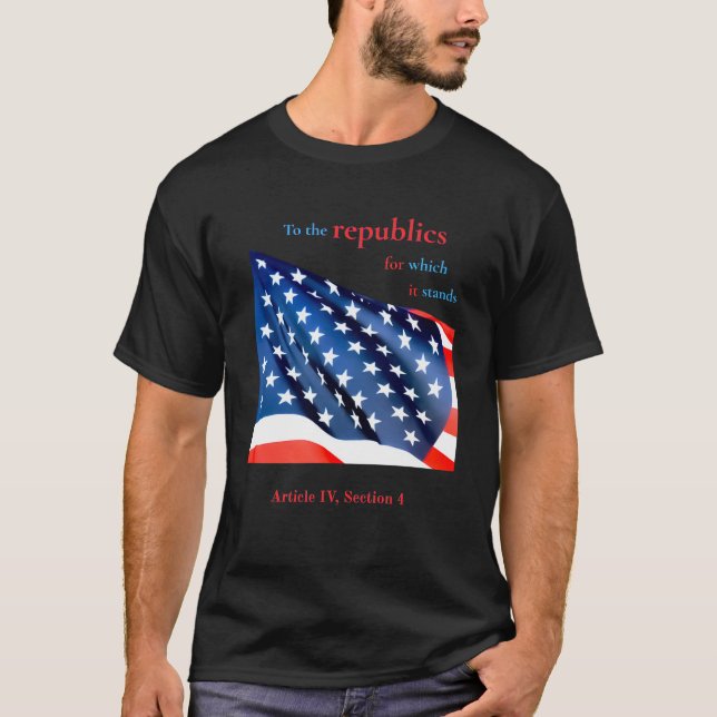 Camiseta preta básica "Para as repúblicas...", est (Frente)
