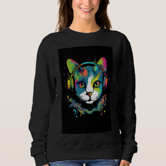 Camiseta preta com desenho de gato 