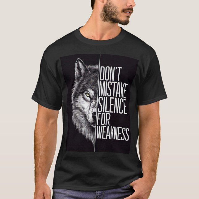 Camiseta preta com desenho de lobo (Frente)
