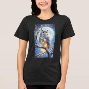Camiseta preta com estampa de coruja Night Vibes