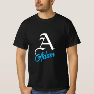 Camiseta Preta com Letra A de Monograma Nome Perso