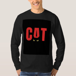 Camiseta preta com manga comprida e desenho de gat