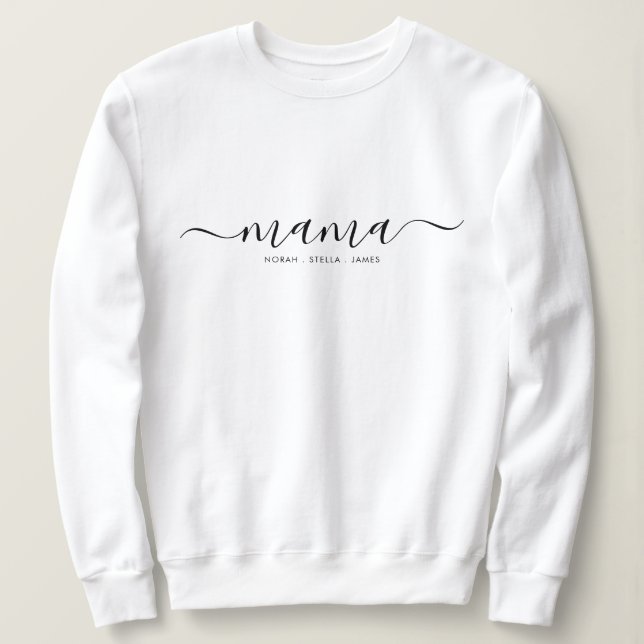 Camiseta Preta com Nomes dos Filhos e Mama (Frente do Design)