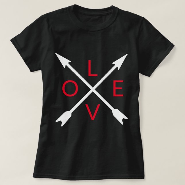 Camiseta Preta com Seta de Amor (Frente do Design)