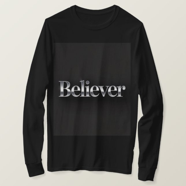 Camiseta Preta Cristã Believer (Frente do Design)