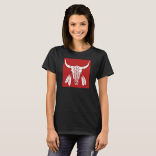Camiseta preta da dança do fantasma vermelho mulhe