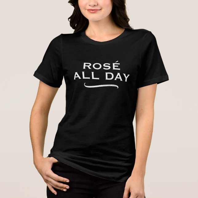 Camiseta preta da moda Rosé o dia todo para mulher (Frente)