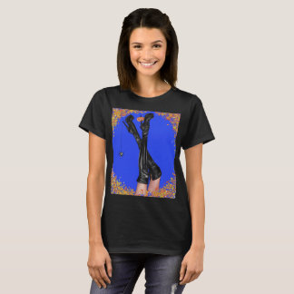 Camiseta Preta de Bruxa Glam Halloween com Saltos
