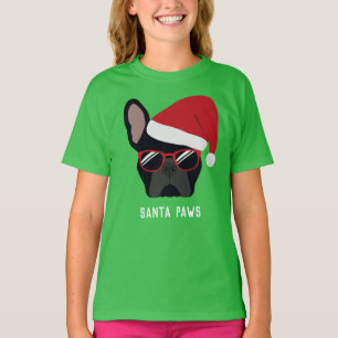 Camiseta Preta de Bulldog Francês de Natal
