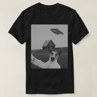 Camiseta Preta de Cachorro Engraçado Selfie Amante