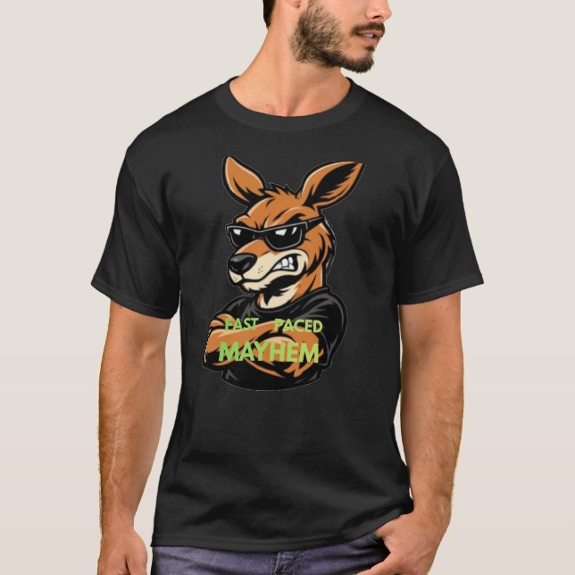 Camiseta Preta de Canguru Legal com Caos Rápido (Frente)